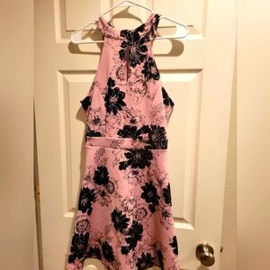 Girl's Pink and Black Floral Dress